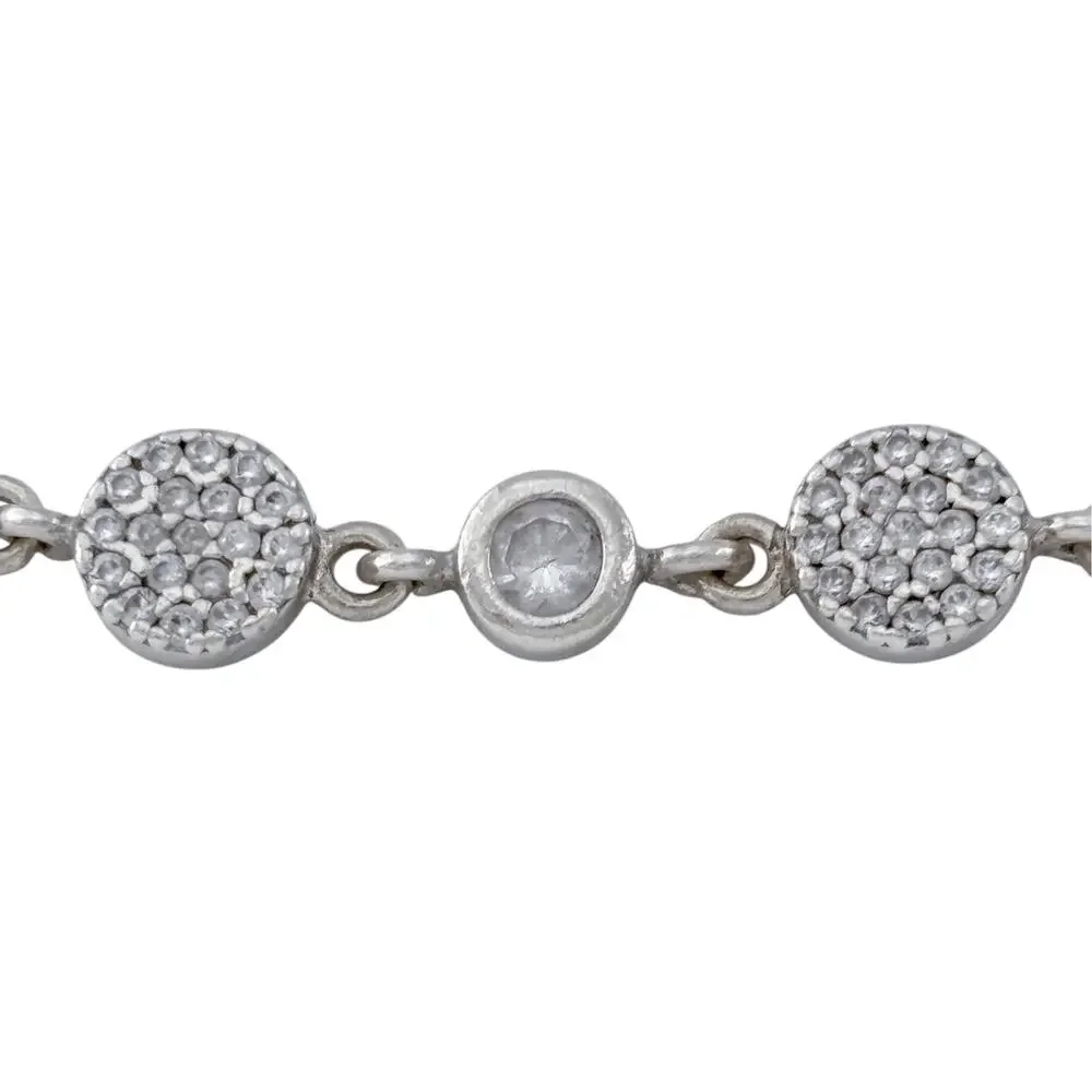 Vintage Sterling Silver 925 Cubic Zirconia Heart Bracelet 7-8